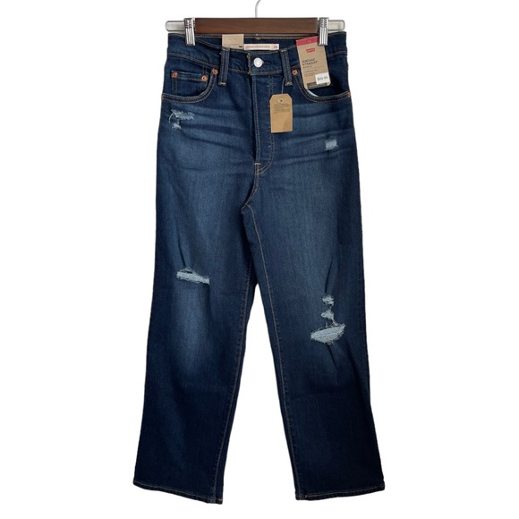 Levi's Ribcage Straight Ankle High Rise Distressed Jeans Size 26 NWT - Picture 2 of 7